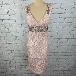 Sue Wong Nocturne Beaded Embroidered Lace Evening Dress Size Small Pink Vintage